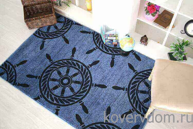 Ковер МОРСКОЙ Корабельные Штурвалы синий